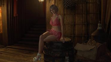 Ashley wearing Aerith's Pink Mermaid Outfit