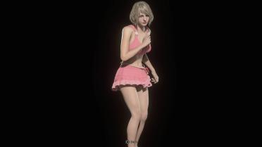 Ashley wearing Aerith's Pink Mermaid Outfit